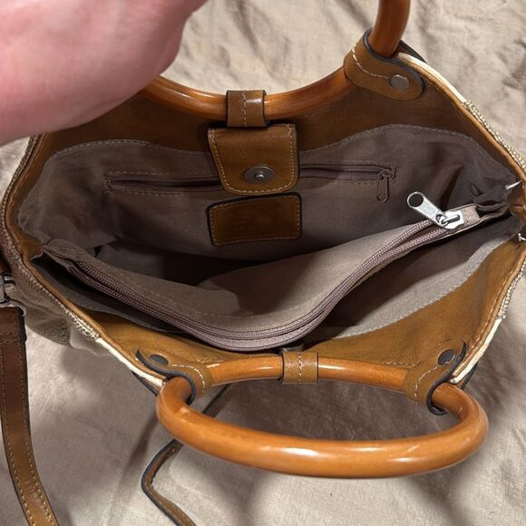 Felix Brand Tropical Patchwork Wooden Handle Bag - Picture 5 of 7